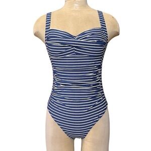 NipTuck Swimsuit One Piece Blue White Stripe Multi Fit Cup 6